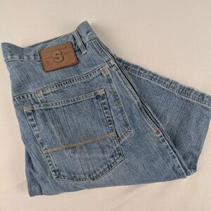 Shady Ltd Mens Baggy Denim Shorts Light Wash Blue Y2K Eminem Streetwear Size 34